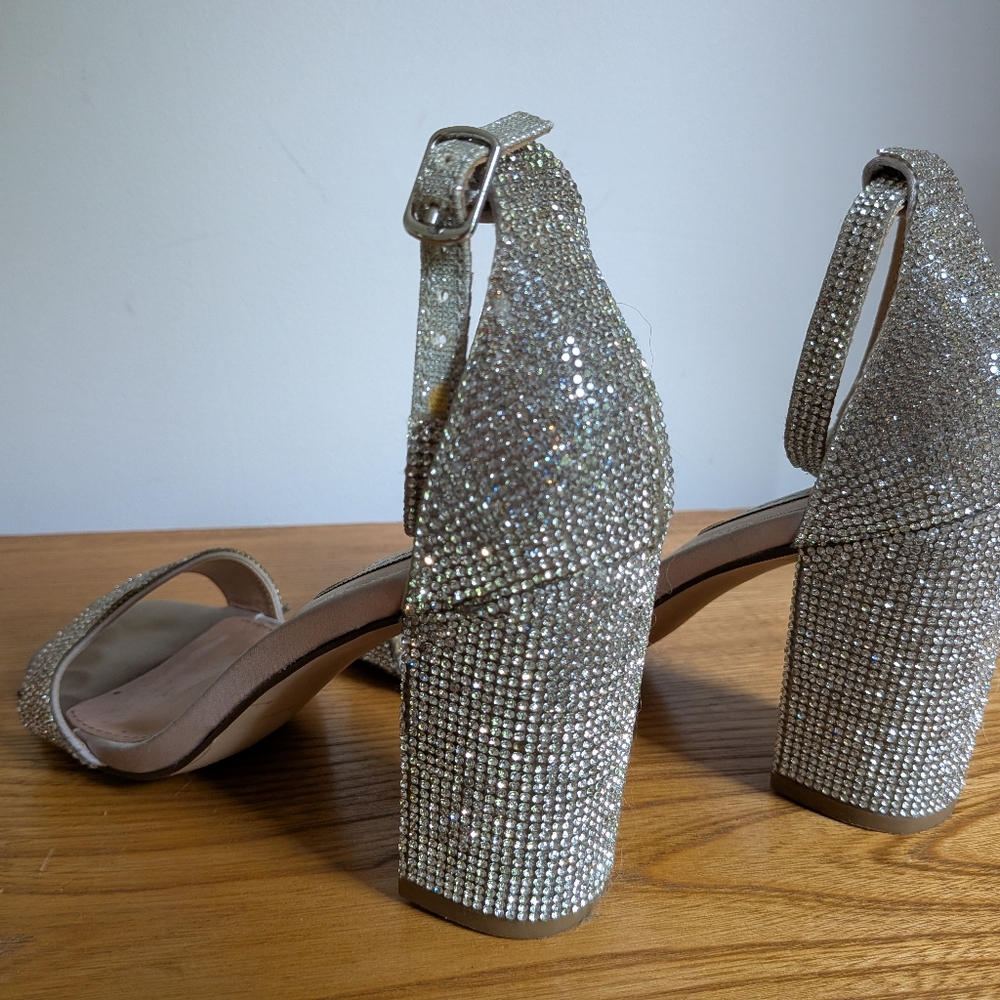 Steve Madden Silver Block Heeled Sandals
